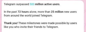 telegram got 500 million active users