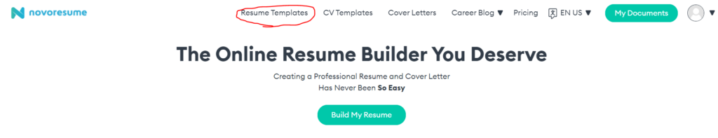 click on the resume templates