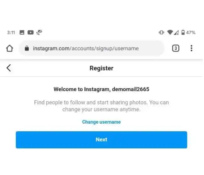 changer your username and press next